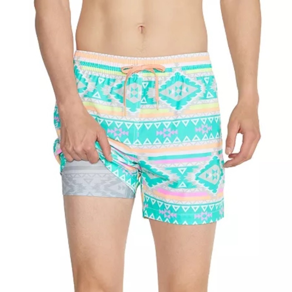 Chubbies teal geometric water sports & outdoor adventures, beach, swim trunks - Picture 6 of 12